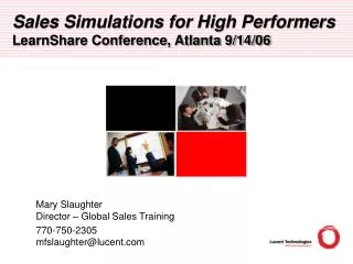 Sales Simulations for High Performers LearnShare Conference, Atlanta 9/14/06