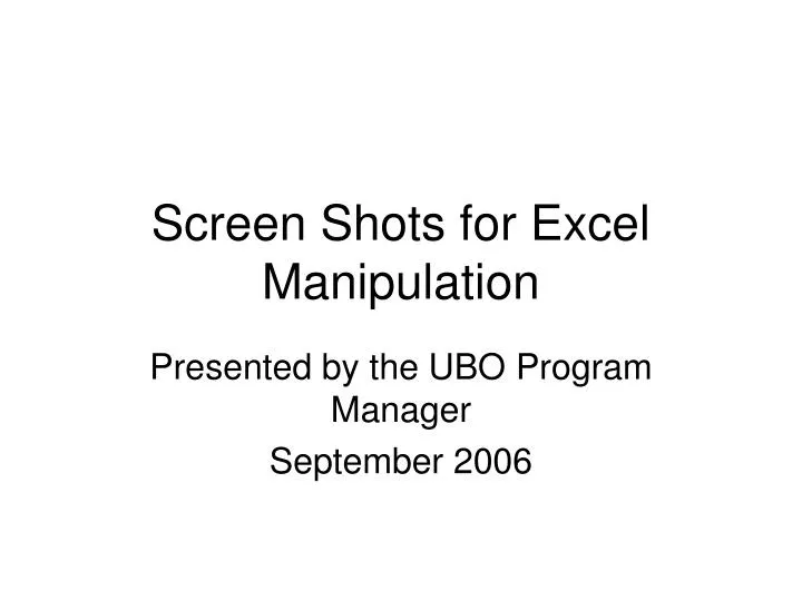 screen shots for excel manipulation