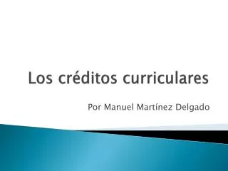 los cr ditos curriculares