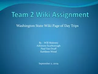 Team 2 Wiki Assignment