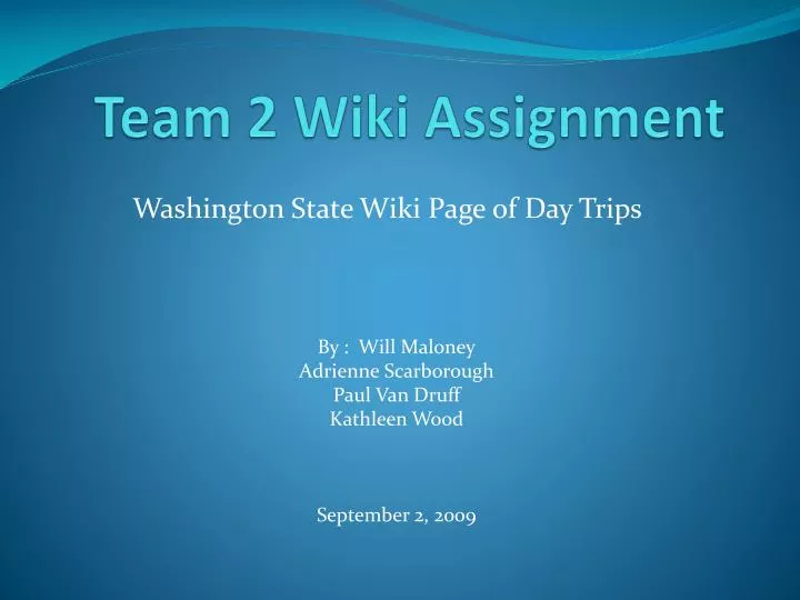 team 2 wiki assignment