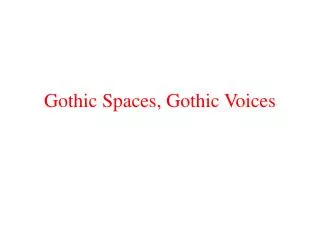 Gothic Spaces, Gothic Voices