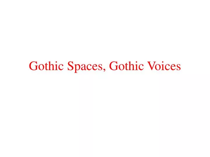 gothic spaces gothic voices
