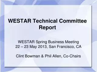 WESTAR Technical Committee Report