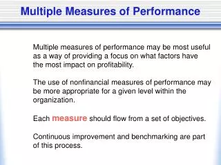 Multiple Measures of Performance