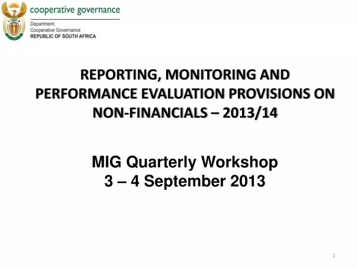 reporting monitoring and performance evaluation provisions on non financials 2013 14