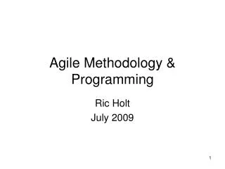 Agile Methodology &amp; Programming