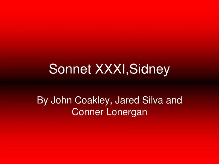 sonnet xxxi sidney