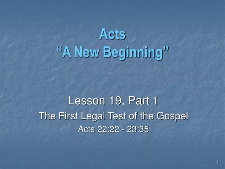 acts a new beginning