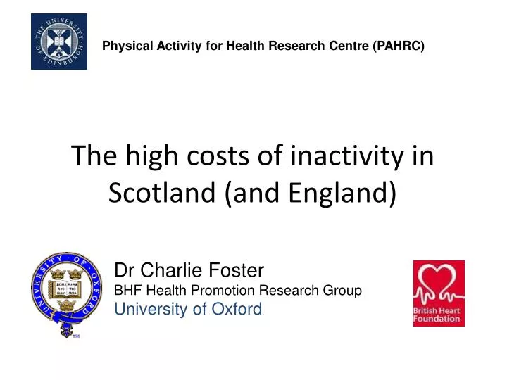 the high costs of inactivity in scotland and england