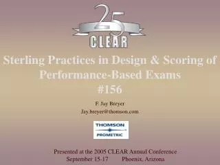 Sterling Practices in Design &amp; Scoring of Performance-Based Exams #156