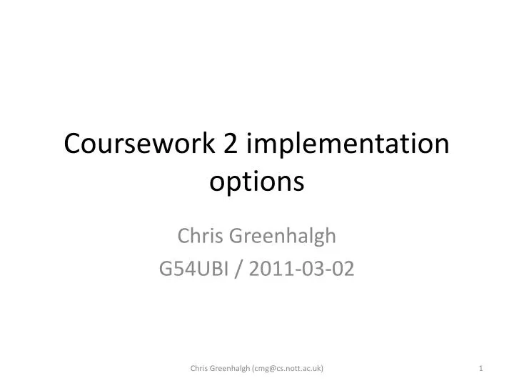 coursework 2 implementation options