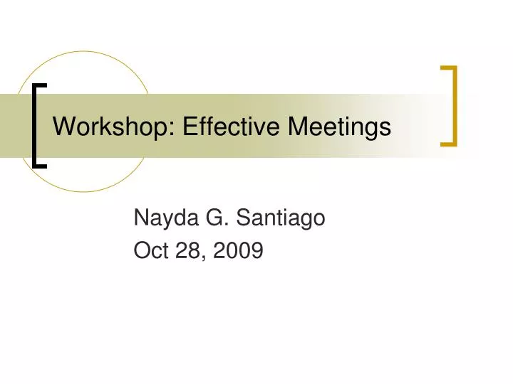 workshop effective meetings