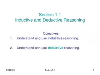 Section 1.1 Inductive and Deductive Reasoning