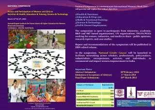 Contact Symposium Secretariat: 0422-2433408 sayani_wsc@avinuty.ac