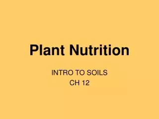 Plant Nutrition