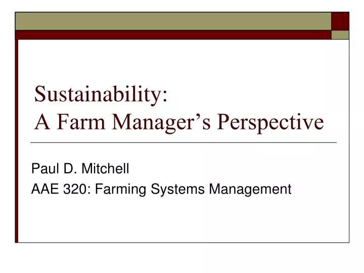 sustainability a farm manager s perspective