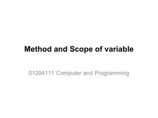 Method and Scope of variable