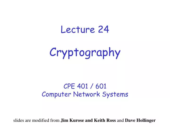 lecture 24 cryptography