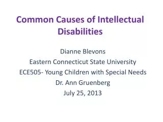 Common Causes of Intellectual Disabilities