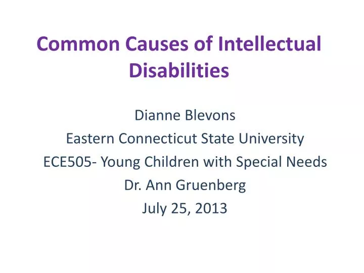 common causes of intellectual disabilities