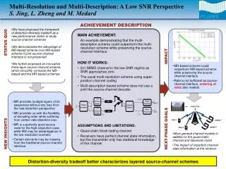 Multi-Resolution and Multi-Description: A Low SNR Perspective S. Jing, L. Zheng and M. Medard