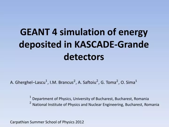 geant 4 simulation of energy deposited in kascade grande detectors