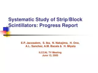 Systematic Study of Strip/Block Scintillators: Progress Report