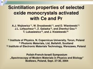 scintillation properties of selected oxide monocrystals activated with ce and pr