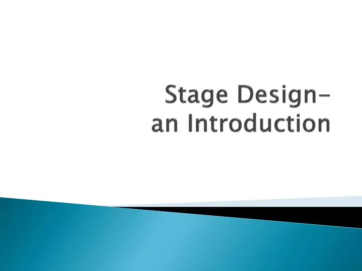 stage design an introduction
