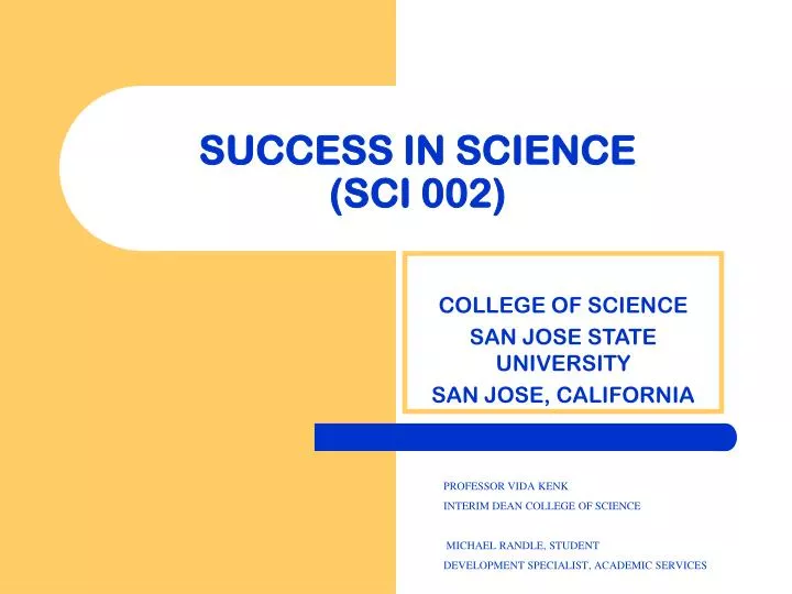 success in science sci 002