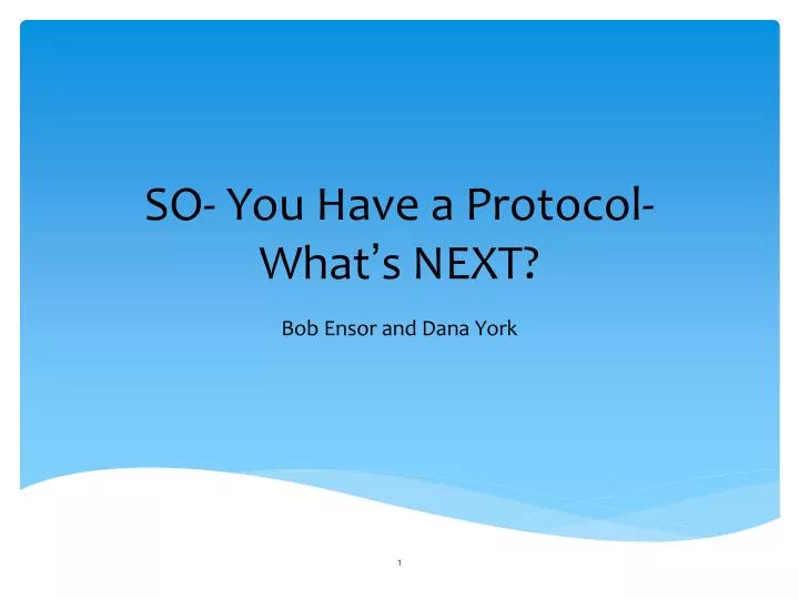 so you have a protocol what s next