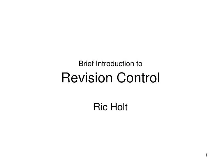 brief introduction to revision control