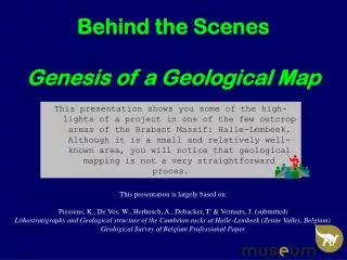 Behind the Scenes Genesis of a Geological Map