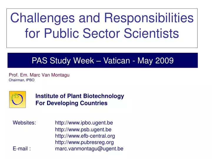 challenges and responsibilities for public sector scientists