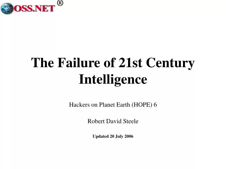 the failure of 21st century intelligence