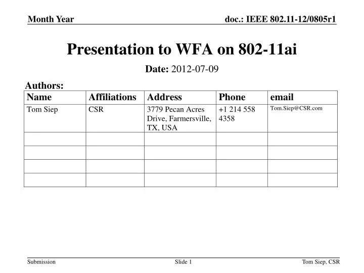 presentation to wfa on 802 11ai