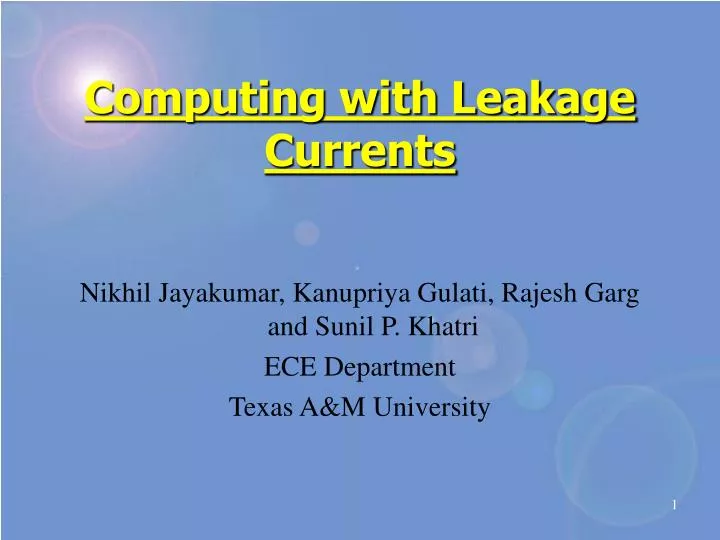 computing with leakage currents