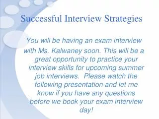 Successful Interview Strategies
