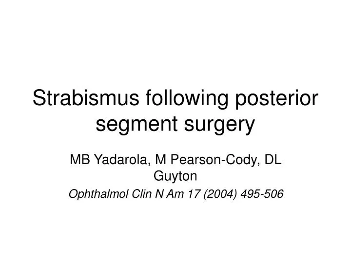 strabismus following posterior segment surgery
