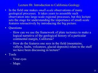 Lecture 8b: Introduction to California Geology