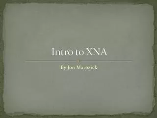 Intro to XNA