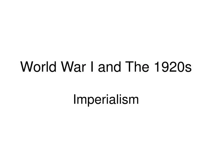 world war i and the 1920s