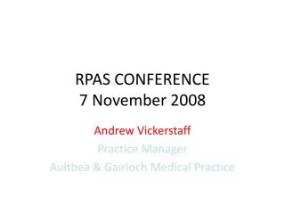 RPAS CONFERENCE 7 November 2008