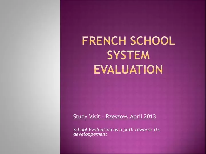 french school system evaluation