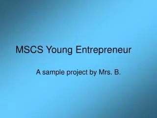 MSCS Young Entrepreneur