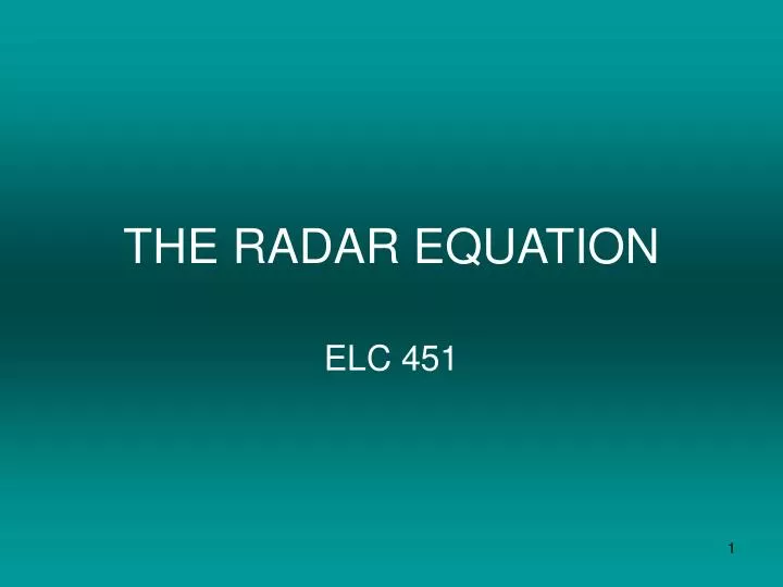 the radar equation