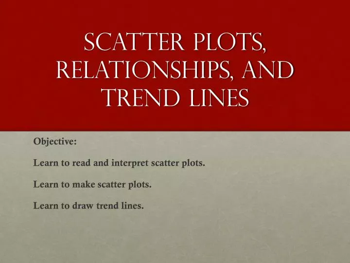 scatter plots relationships and trend lines