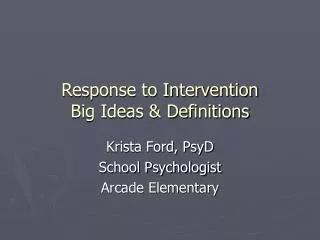 Response to Intervention Big Ideas &amp; Definitions