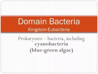 Domain Bacteria Kingdom-Eubacteria